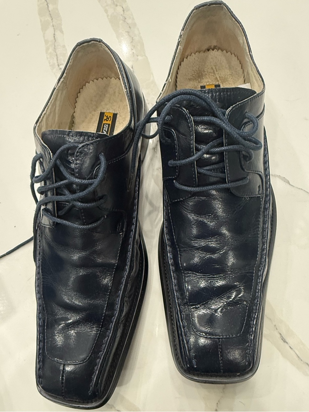 Stacy Adams - Men's Navy Blue Leather Lace-Up Dress Shoes